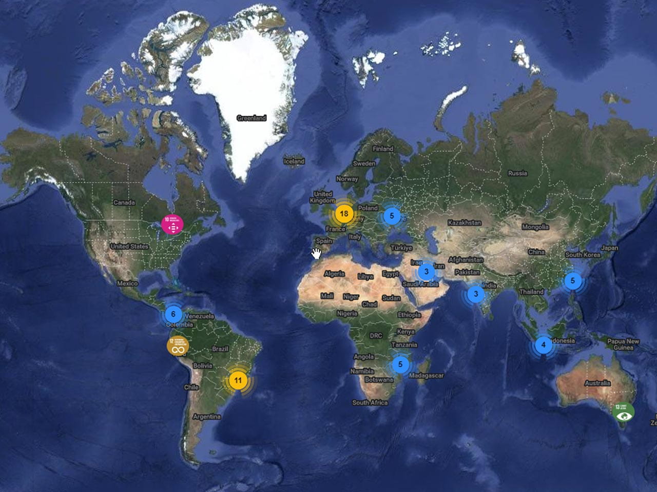 Carte de la plateforme d’impact de DSV sur la durabilité